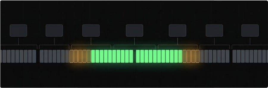 Diagram of a sequence partitioned into highlighted decomposition blocks